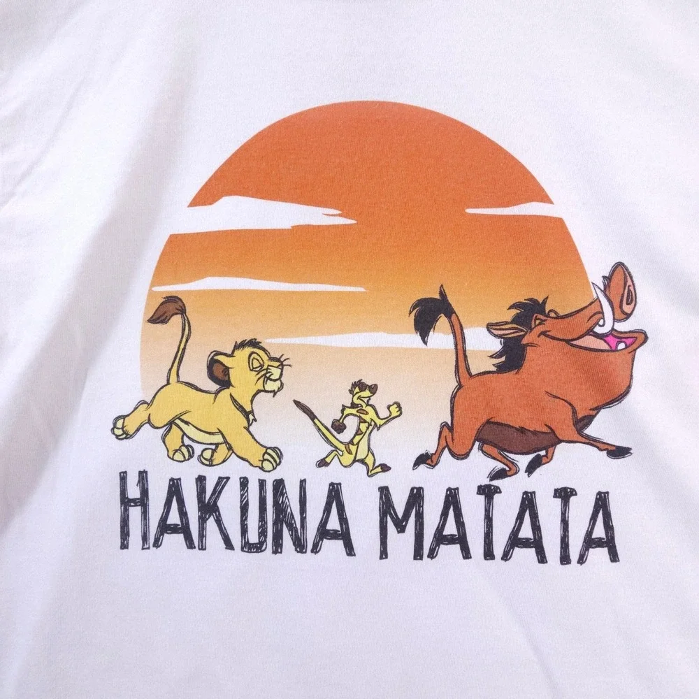 Disney Lion King Mens L White Hakuna Matata Graphic Tee Streetwear Casual Cotton - Picture 3 of 4